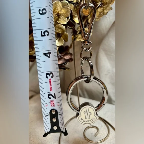 New. Moncler Silver and Cream Keychain Stocking Stuffer Christmas - Picture 3 of 6